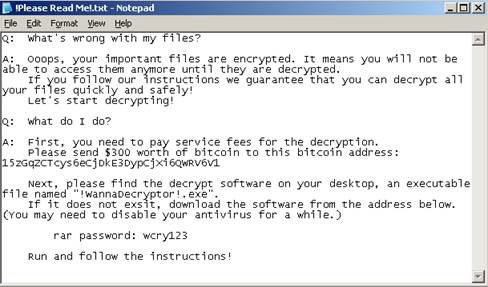 message from WannaCry