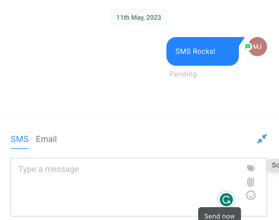 sms sent from GHL Dashboard